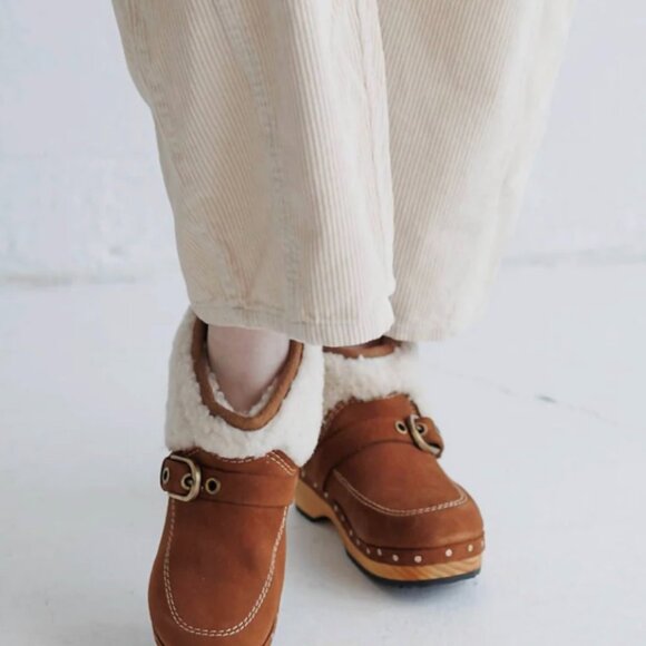 Free People Oak Clog Boot Size Size 6 NIB Suede Upper Cozy Shearling Lining - Picture 5 of 6